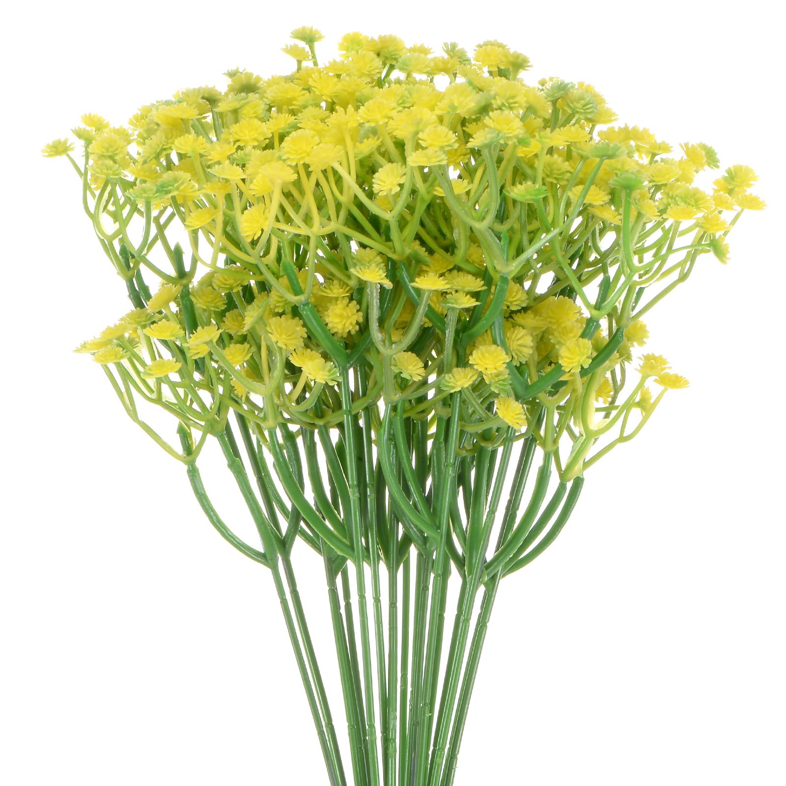 M METERXITY 18-Pack Artificial Baby's Breath, 11.4Inch Faux Gypsophila Plastic Bouquets Real Touch Faux Flowers for Home Decor/Wedding/Christmas/DIY/Party/Home/Garden Office [Yellow]