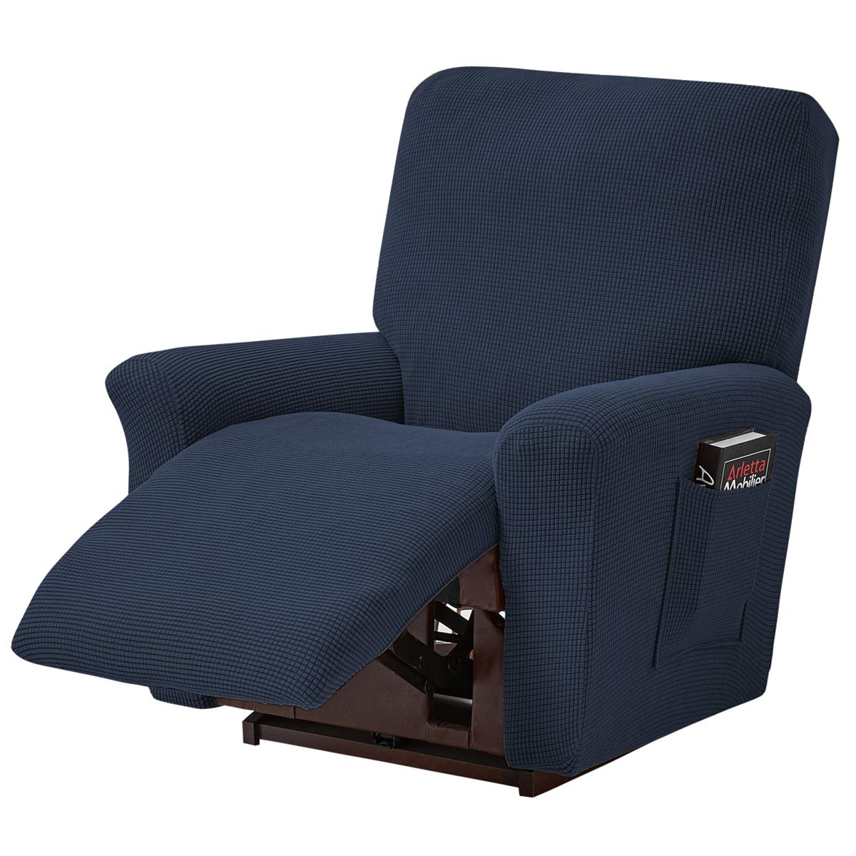 ele ELEOPTION Stretch Recliner Chair Covers for Relaxation and Massage Chair Spandex Jacquard Dark Blue 4 Pieces โ image 1