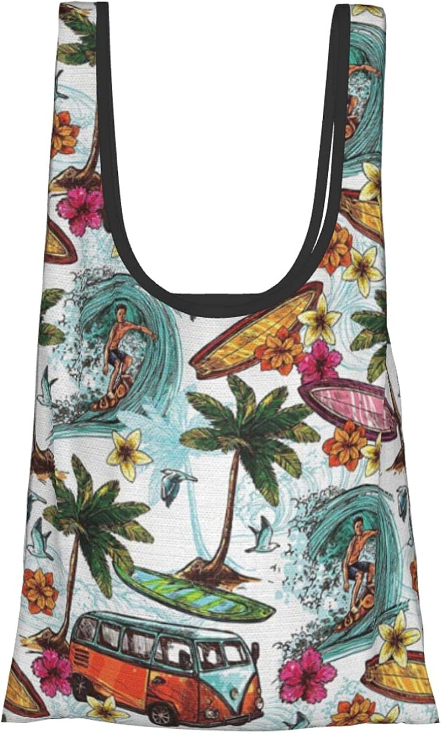 Hawaiian Surf Summer Reusable Grocery Shopping Tote Bags