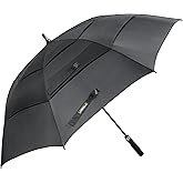 LANBRELLA Golf Umbrella Windproof Stick Umbrella Three Canopy Vented Auto Open Close 62 Inch-A1.1.Black
