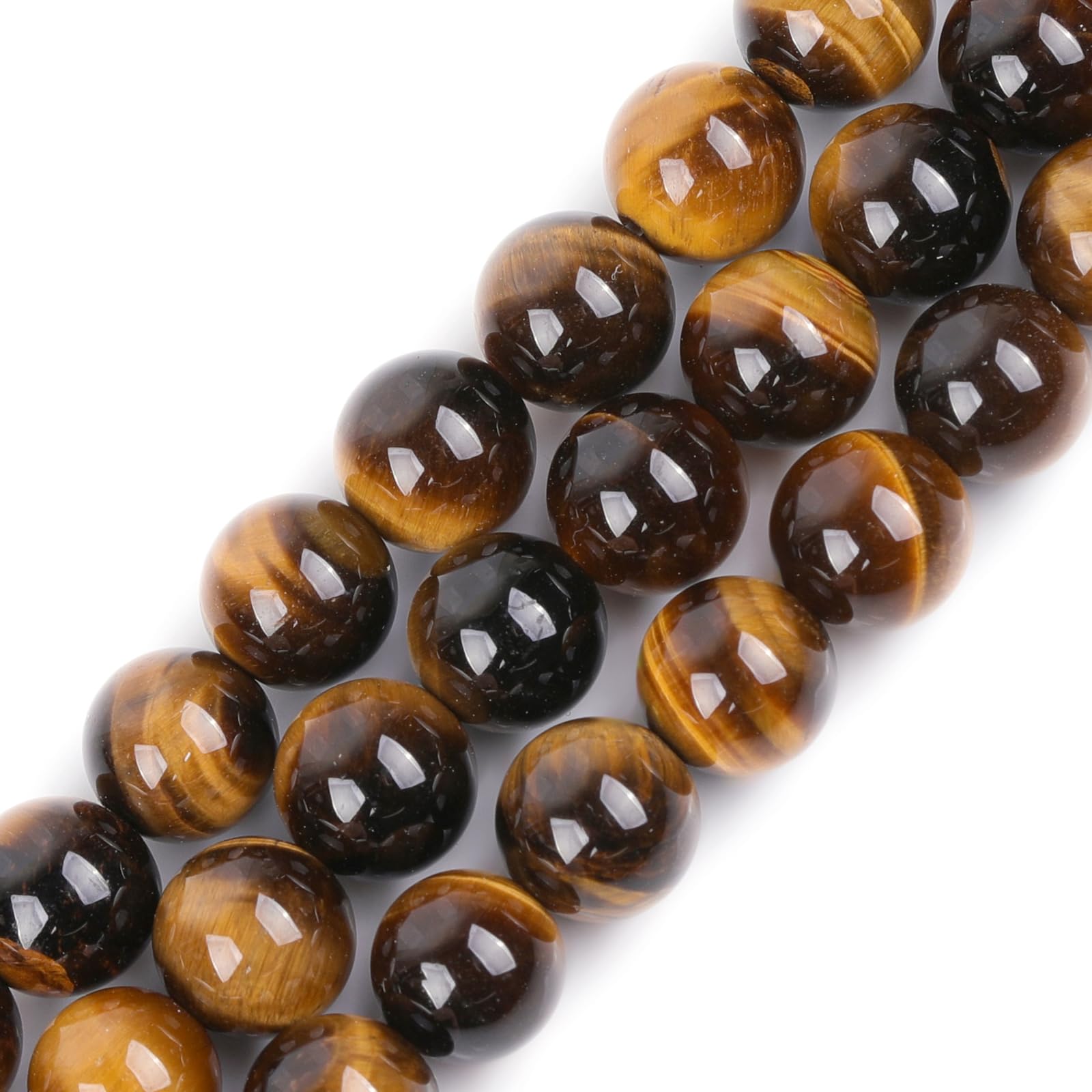 GEM-Inside Natural 8mm Yellow Tiger Eye Stones Round Gemstone Semi Precious Loose Beads for Jewellery Making 15"