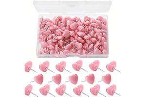 RYANDESIGN Heart Push Pins,Corkboard Nails for Office/Home Decor-Durable Decorative Push Pins for Bulletin Board,Photos,Notes,DIY Crafts,Soft Corkboard,Reusable&Cute Wall Decor (Pink Square Box 100PACK)