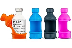 SIJIDOU 4 Pack Insulin Vial Bottle Protector Sleeve for Diabetic, Silicone Protective Case to Protect Insulin Vial from Breaking, Suitable for 10ml Short Insulin Vials (Pink Blue Orange Grey)