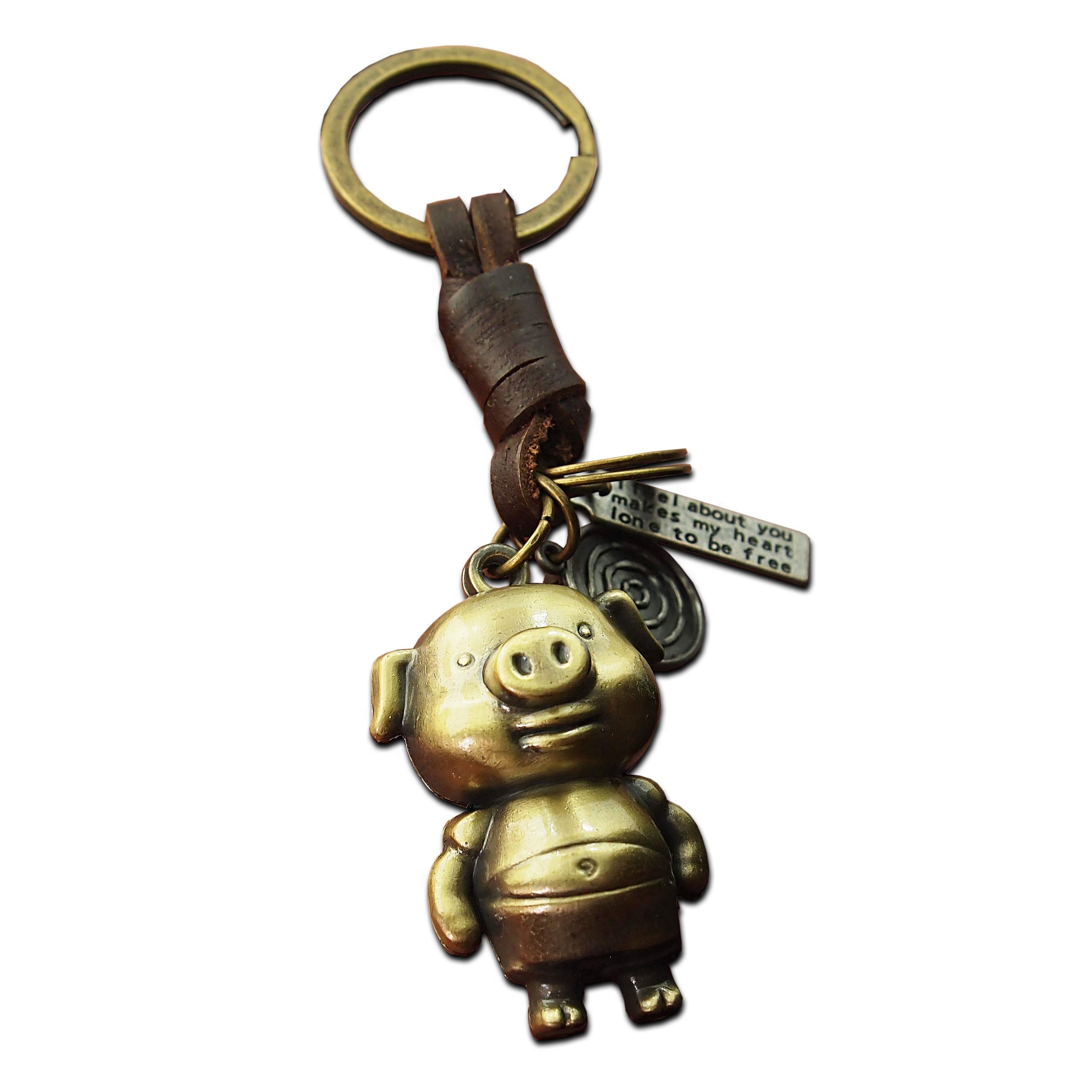 Seraphis Happy Pig Keyring Leather Keychain Pendant Women & Men Gift Cute Animal