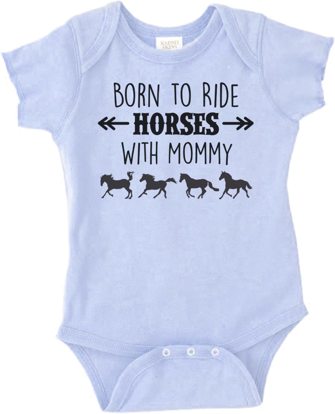 Born to Ride Horses with Mommy, Short Sleeve Horse Bodysuit, Baby Boy or Girl - Equestrian Pony Onesie Gift