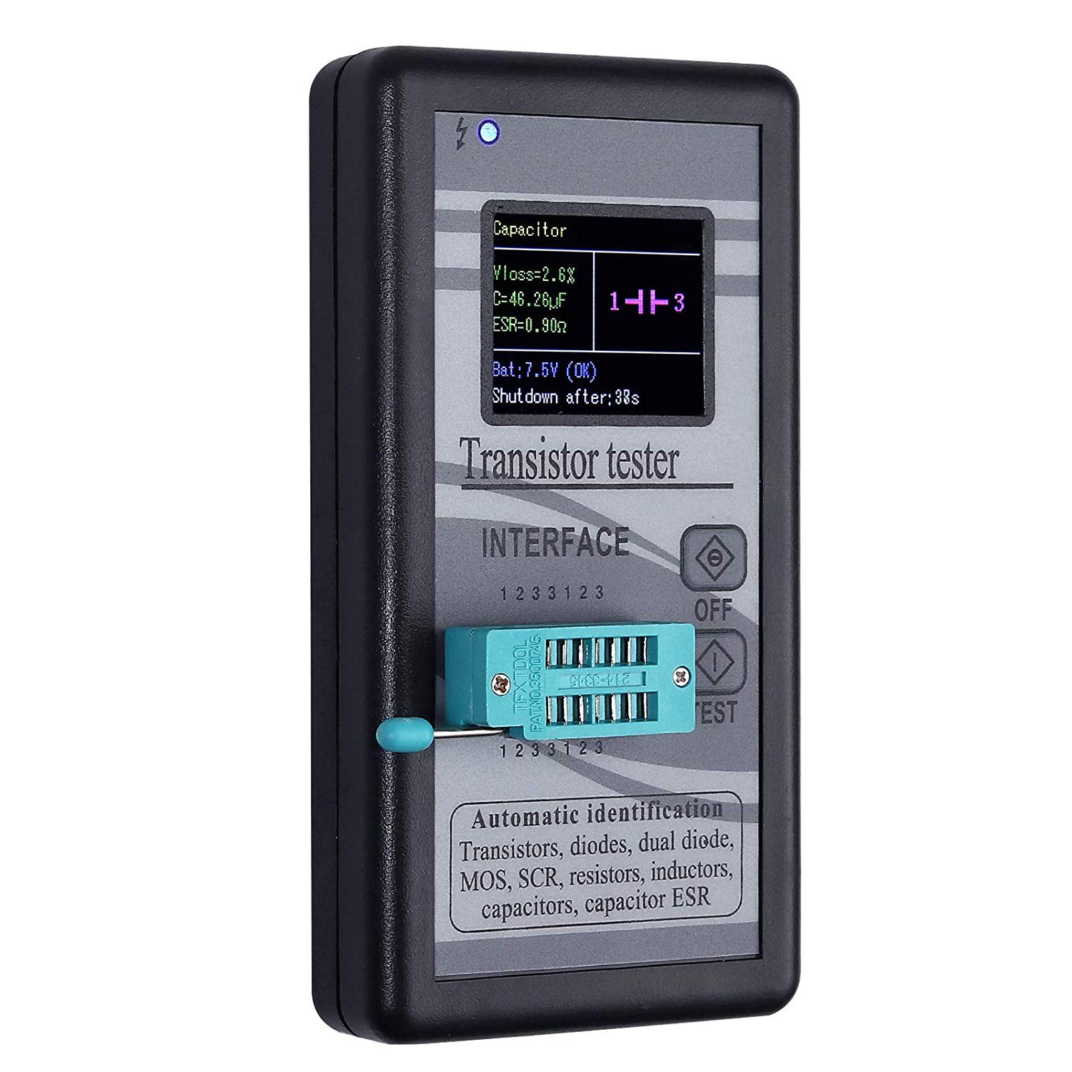 ICQUANZX Mega328 Mosfet Transistor Capacitor Tester(not Included DC9V Battery)