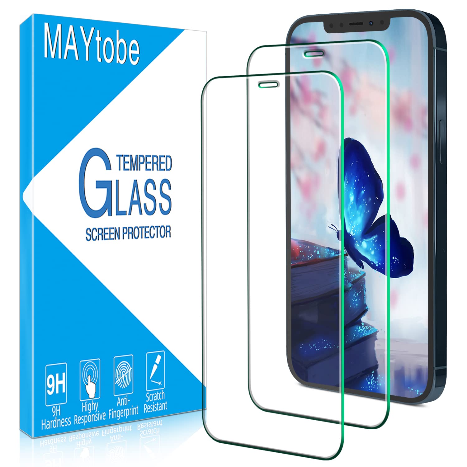 MAYtobe [2 Pack Tempered Glass Screen Protector For iPhone 12 Mini 5.4-inch, Anti Scratch, Bubble Free, Easy to Install
