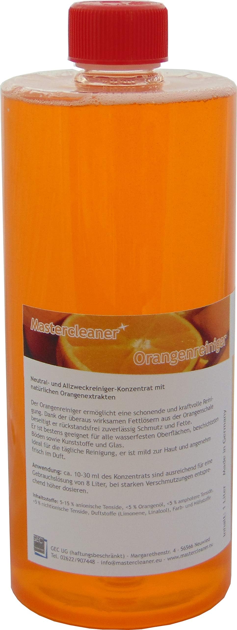 Orange Cleaner Concentrate with Natural Orange Oil The Master Cleaner Highly Effective and powerful all purpose cleaner 1 litre