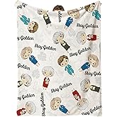PuGez Golden Girls Flannel Blanket, GG Merchandise Gifts for Fans, Stay Golden Throw Blanket for Bed, Couch, Sofa, 60''X50'' (White)