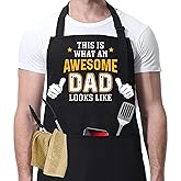 Wrappiness Funny Apron for Men, Dad, Husband - Awesome Dad - Adjustable BBQ Cooking Grilling Chef Apron with Pockets - Gift for Fathers Day Birthday Christmas