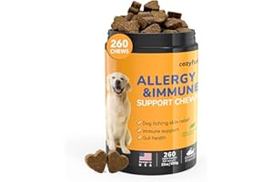 COZYFUN Dog Allergy Chews 260Ct - 23oz Dog Supplements for Itchy Skin and Paw Licking, USA Lab Formula with Probiotics, Natural Allergy Immune Support for Dogs