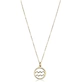 14k Yellow Gold Horoscope Constellation Astrology Zodiac Pendant Minimalist Necklace (18 inch)