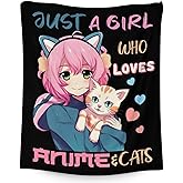 Blanket for Girls - 50x40 Inches Small Cute Throw for Kids, Teens 8-12 - Just A Girl Who Loves Themed Stuff Blankets Gifts Ideas - Soft Plush Flannel for Camping, Couch