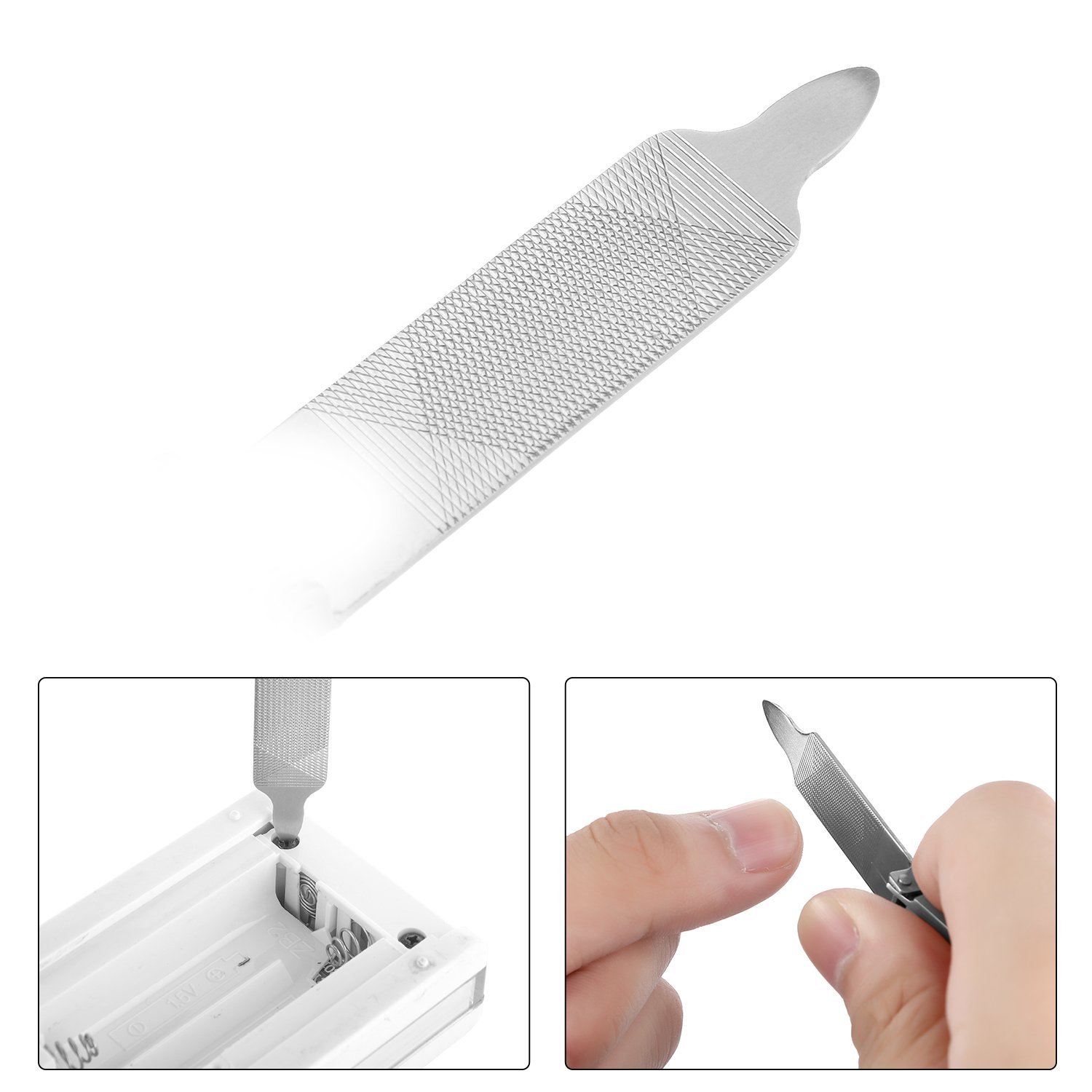 Nail Clippers, Fingernail and Toenail Clipper Set 2PCS Professional Stainless Sharp Flat Nail Cutter with Nail File Wide Jaw Opening and Sturdy Build (2 Pcs)