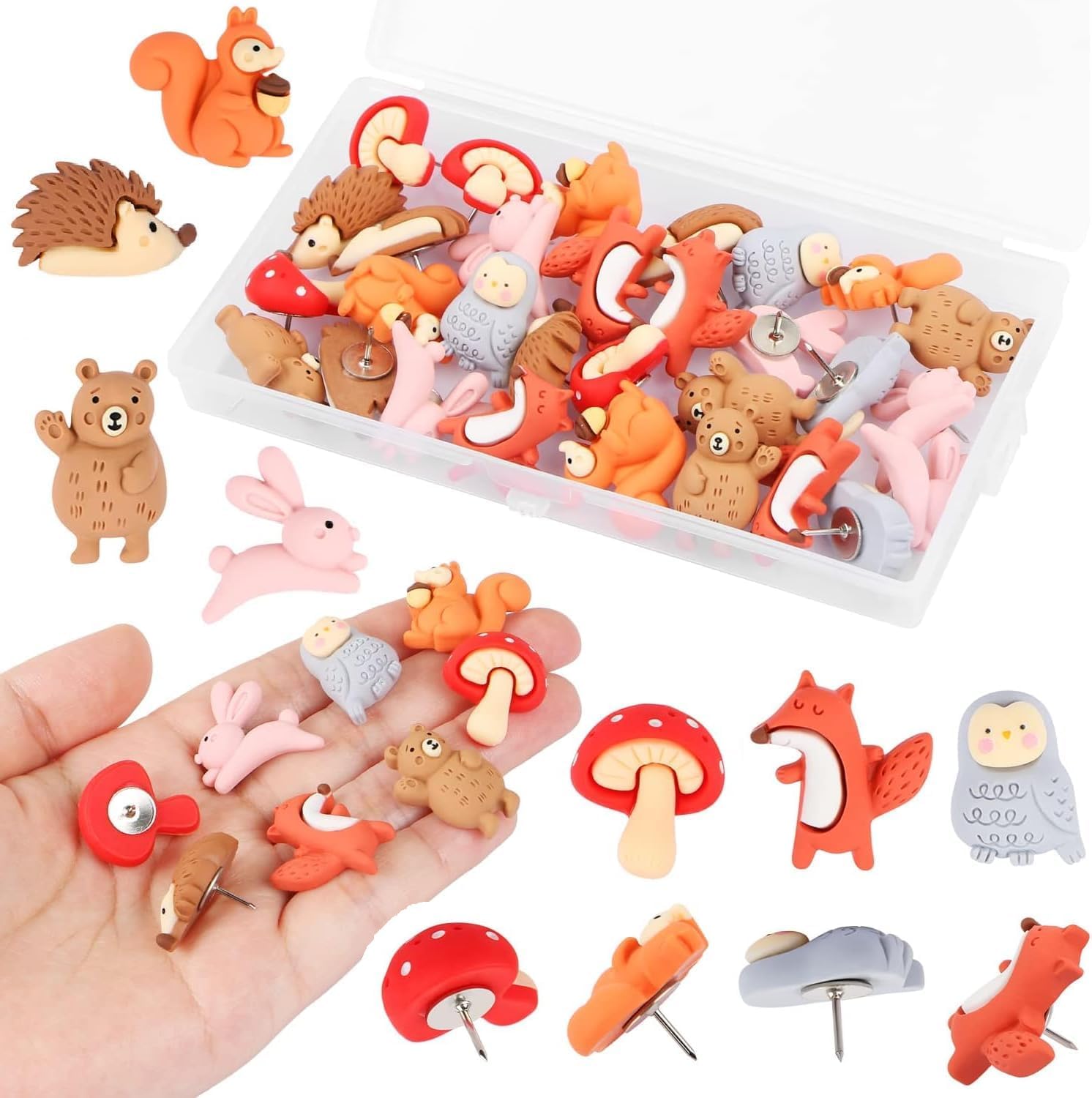 Yuiturt 30PCS Cute Animal Pins for Pinboard, Push Pins Decorative Animal Thumb, Multiple Animal Thumb Tacks for Bulletin Board Photos Wall, Notice Board, and Pinboard, Shaped Thumbtacks for Cork Board