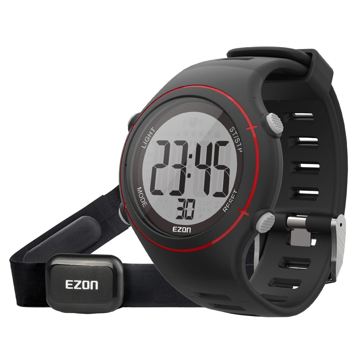 EZON Digital Sport Watch with Heart Rate Monitor Chest Strap Belt Band