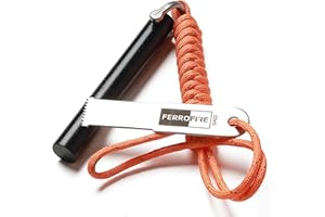 FERROFIRE Classic Heavy-Duty Super-Duty Ferro Rod Fire Starter with Premium Ferrocerium Rod Superb Carbon Alloy Steel Striker 550 Paracord Lanyard Handle for Camping Emergency Survival Hiking BBQ EDC