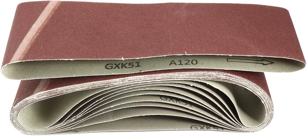 Sourcingmap 4-Inch x 24-Inch Aluminum Oxide Sanding Belt 120 Grits Sandpaper Lapped Joint for Belt Sander 10pcs - Image 4