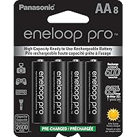 Panasonic BK-3HCCA8BA eneloop pro AA High Capacity Ni-MH Pre-Charged Rechargeable Batteries, 8-Battery Pack
