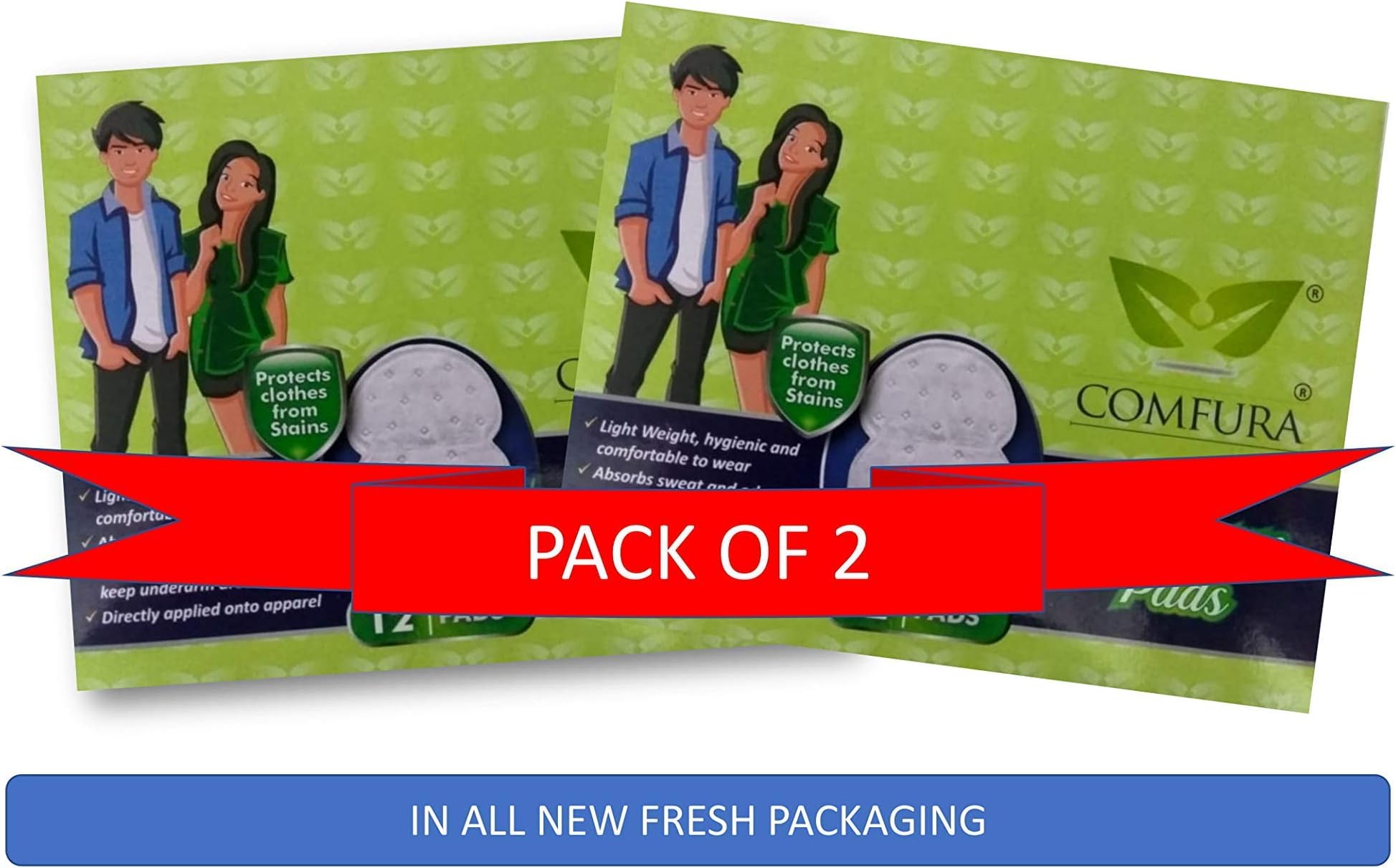 Comfura Disposable Underarm Sweat Pads -12 Piece (Pack Of 2)