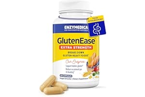 Enzymedica GlutenEase Extra Strength, Advanced Gluten Digestive Enzymes for Women and Men, Fast-Acting Formula for Bloating Relief & Digestive Health, 60 Capsules