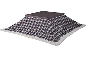 AZUMAYA Kotatsu Futon Comforter Square Shape W75 x D75 Inches, Polyester Fabric Material, Home and Living, Navy Checked Design KK-103BL, This Order Comes only Futon Comforter