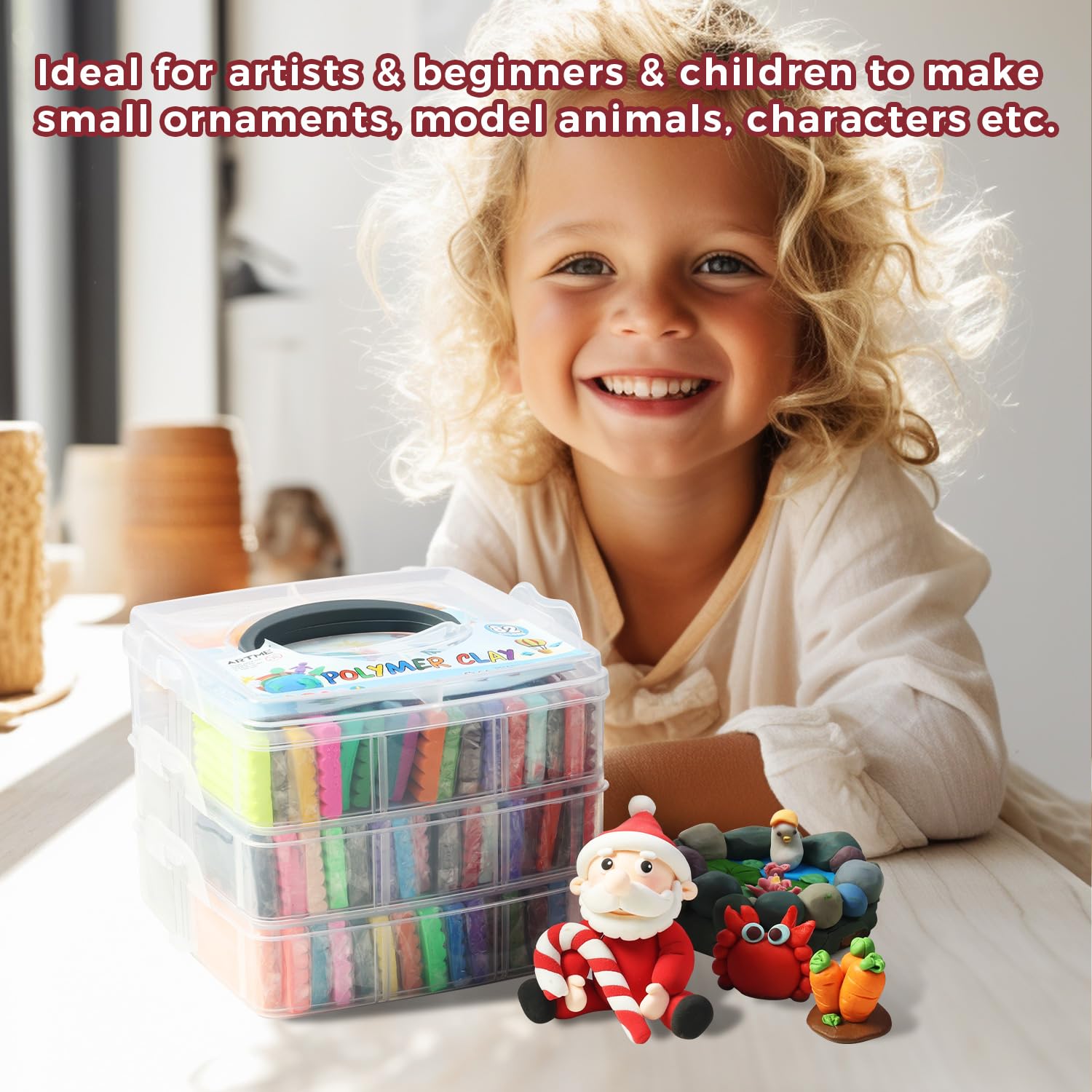 Polymer Clay, ARTME 82 Colors Clay Kit, Oven Bake Modeling Clay, Creative Polymer Clay Kit with Sculpting Tools and Jewelry Accessories, Non-Toxic, Ideal DIY Clay Gifts for Adults and Teens