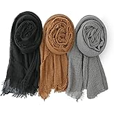 EVQ Soft Cotton Hemp Scarf Wrap Long Hijab Scarves for Women