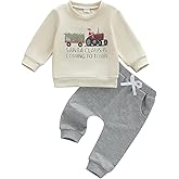 PUHHAPIEY Toddler Baby Boy Christmas Outfit 6 12 18 24 Months 2T 3T 4T Boys Clothes Santa Christmas Tree Sweatshirt Pant Set