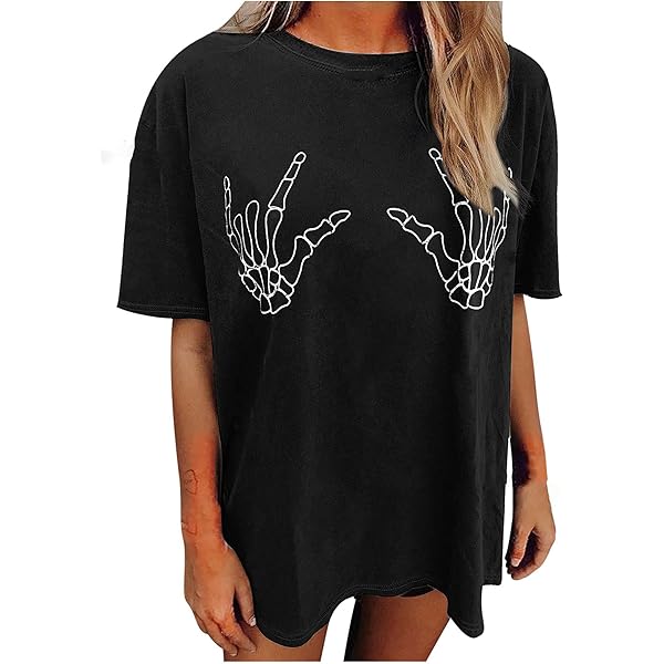 Migxsaf Oversized Graphic Tees for Women Black Vintage