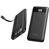Orfeika Portable Phone Charger, 10000mAh Portable Charger Power Bank with Built-in Cables, Travel Essential Battery Pack Compatible with iPhone, Samsung, Google, iPads, Tablets, etc