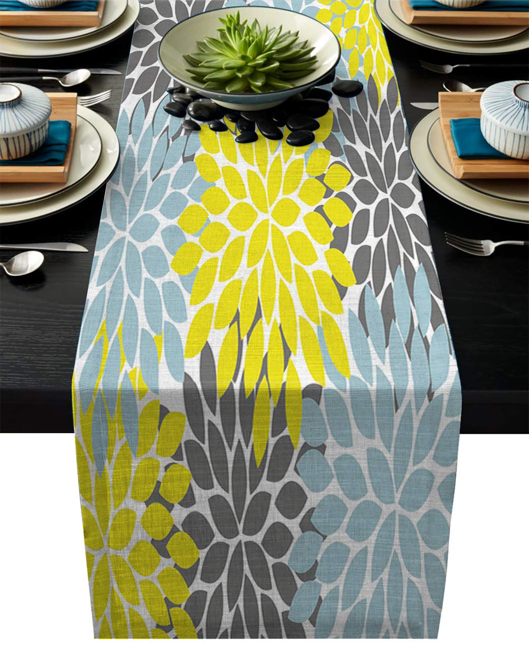Best table runner gray yellow