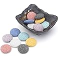 Top Plaza Lava Rock Stone Aromatherapy Essential Oil Diffuser Set Square Ceramic Fragrance Perfume Ware Bowl with 14Pcs Round Shape Lava Stone Beads