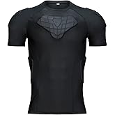 TUOY Padded Compression Shirt Padded Football Shirt Rib Chest Protector Shirt