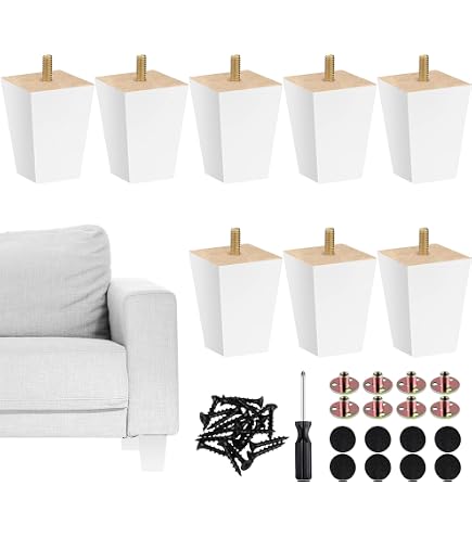 AODIOU 4 Inch White Furniture Legs – European Style Replacement Feet For Sofa, Dresser, Cabinet