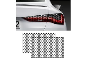 Dickno 2PCS Car Rear Tail Light Lamp Stickers Honeycomb Type Decal, 18.9"×11.8" Universal DIY Self Adhesive Tint Film Taillight Sheet, Car Rear Tail Light Headlight Taillight Cover Trim (Bright Black)