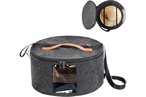 Ohiyoo Hat Box, 15.7x7.8x15.75in, Foldable Storage Box with Lids for Women & Men, Travel Hat Boxes for Storage, Dark Gray