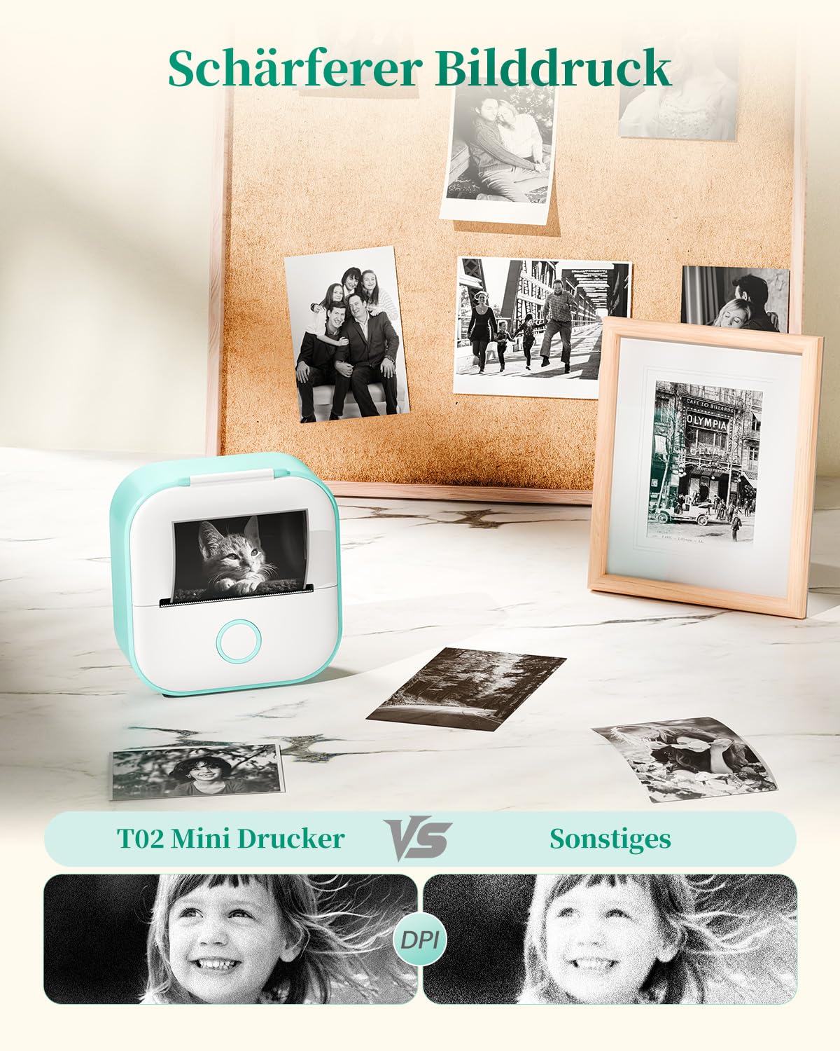 Mini Drucker T02 Mini Drucker für Smartphone Fotodrucker Mini Thermodrucker 8