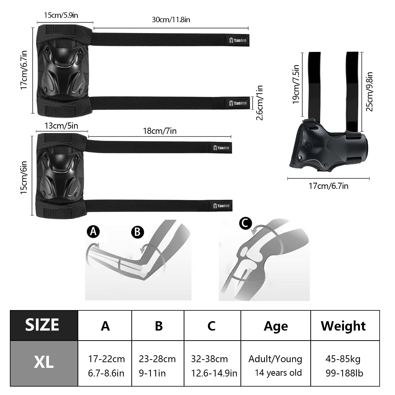 Skating Protective Gear Knee and Elbow Pads Wrist Guards for Roller Skating Skateboarding, Skate Pads Adult Knee Pads
