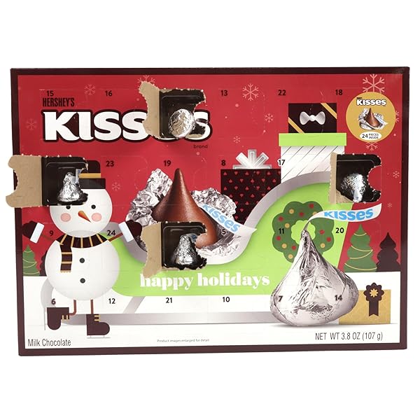 2024 HERSHEY KISSES ADVENT CALENDAR, 24-DAY COUNTDOWN TO CHRISTMAS WITH CANDY, INDIVIDUALLY WRAPPED PIECES, 3.8 OUNCES