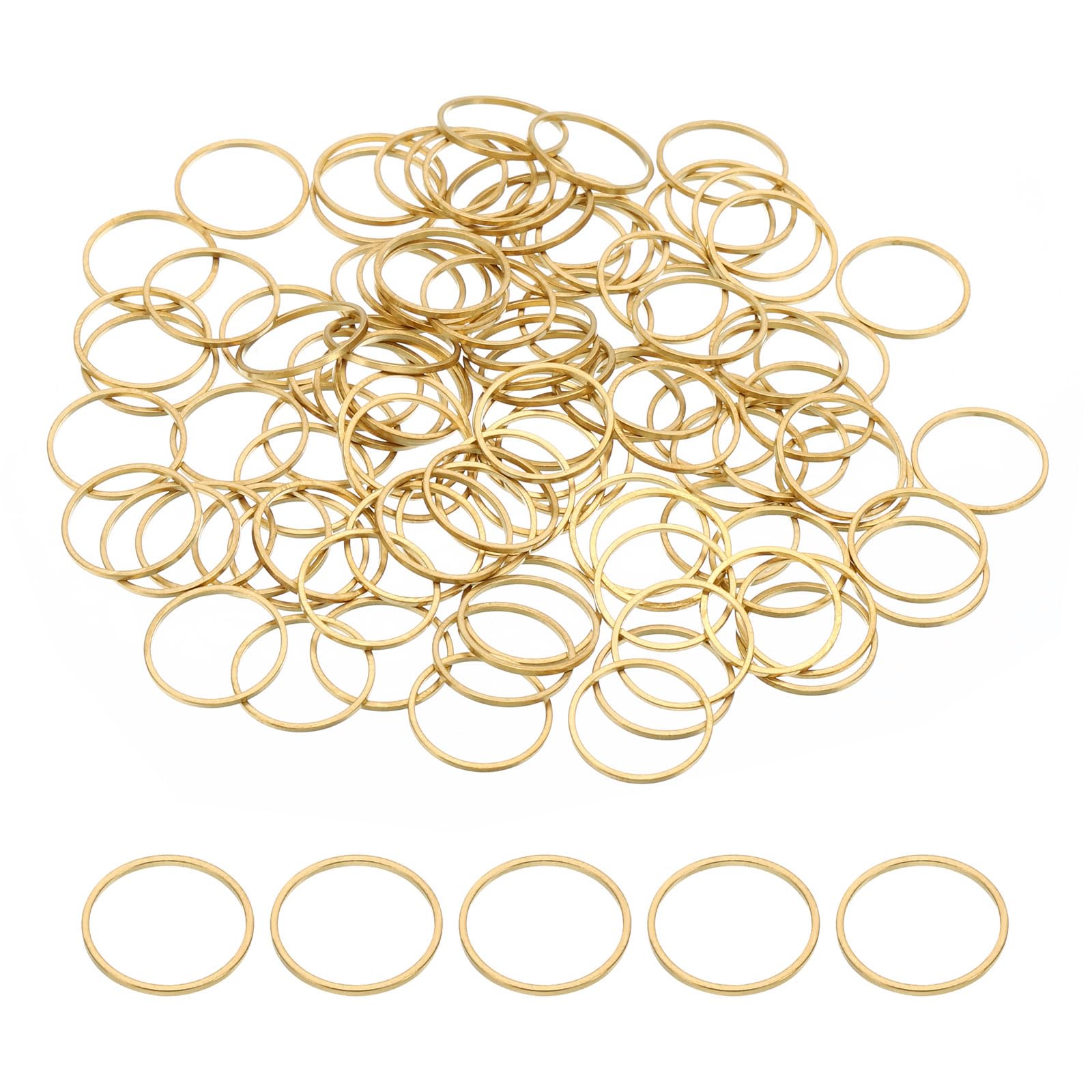 PATIKIL 14mm OD x 12.5mm ID Beading Hoop, 100Pcs Solid Copper Beading Finding Ring