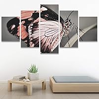 SIGNWIN 5 Panel Canvas Wall Art Modern Art Bee Butterfly Colorful Contemporary Insects Multicolor Photography for Home Decorations Ready to Hang - 60