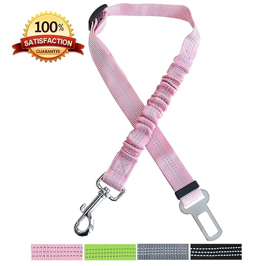 AMZNOVA Hunde Gurt, verstellbare Hunde Wagen Zurückhaltung mit elastischem Nylon Bungee-Puffer für Haustiere Sicherheit, refl