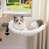 Cat Desk Bed - 2-in-1 Cat Hammock for Desk with Cooling Ice Silk &amp; Premium Faux Rabbit Fur, 180&deg; Foldable Space-Saving Cat Bed, Heavy Duty Anti-Tilting Clamp Holds Up to 40 lbs, Washable &amp; Reversible