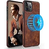 LOHASIC for iPhone 14 Pro Max Leather Case Compatible with Magsafe, Slim Luxury PU Non-Slip Grip Rugged Bumper Shockproof Full Body Protective Cover Phone Cases for iPhone 14 Pro Max 6.7" - Brown