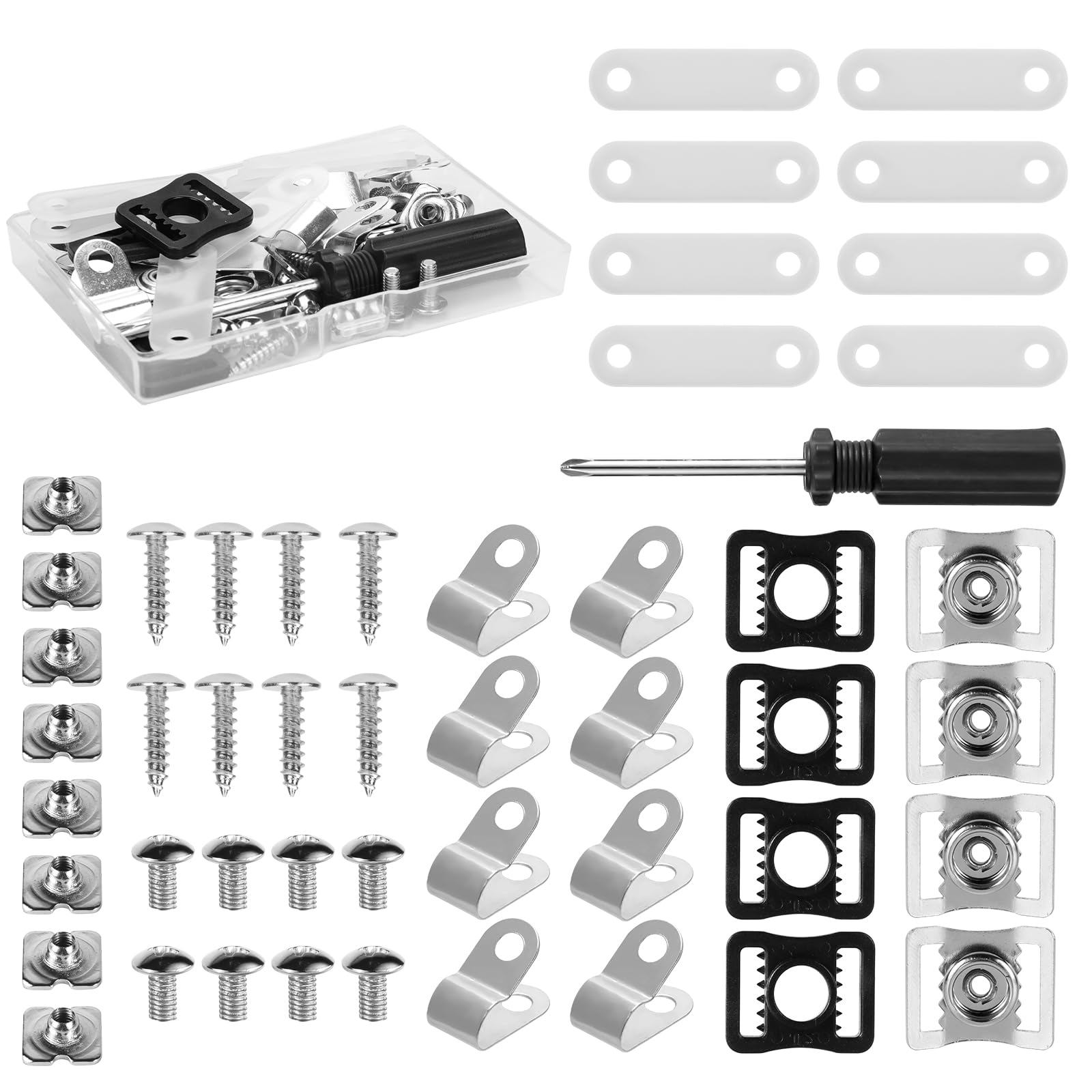 49pcs Hockey Helmet Repair Kit, Football Helmet Accessories Including R Shape Football Visor Clips Rubber Gaskets Nuts Buckles Football Helmet Screws Screwdriver for Baseball Softball Hockey