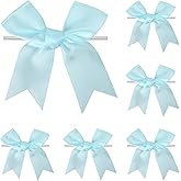 Twist Tie Bows, Satin Ribbon Bows - 3 Inches, 50-Pack for Treat Bags Gift Wrapping Basket Crafts Wedding Baby Shower Brithday Christmas Party Decorations (Blue)