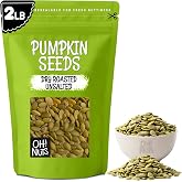 Oh! Nuts Pumpkin Seeds Roasted Unsalted 2lb Pepitas Dry Roasted | Pumpkin seeds unsalted roasted - Pepitas protein power - Packed NY zip-seal bag - All-natural kosher vegan 2lb