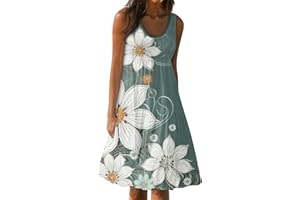 FONMA Dresses for Women 2024 Summer Beach Dress Casual Boho Midi Sundresses Casual Sleeveless Ruffle Party Dress with Pocket