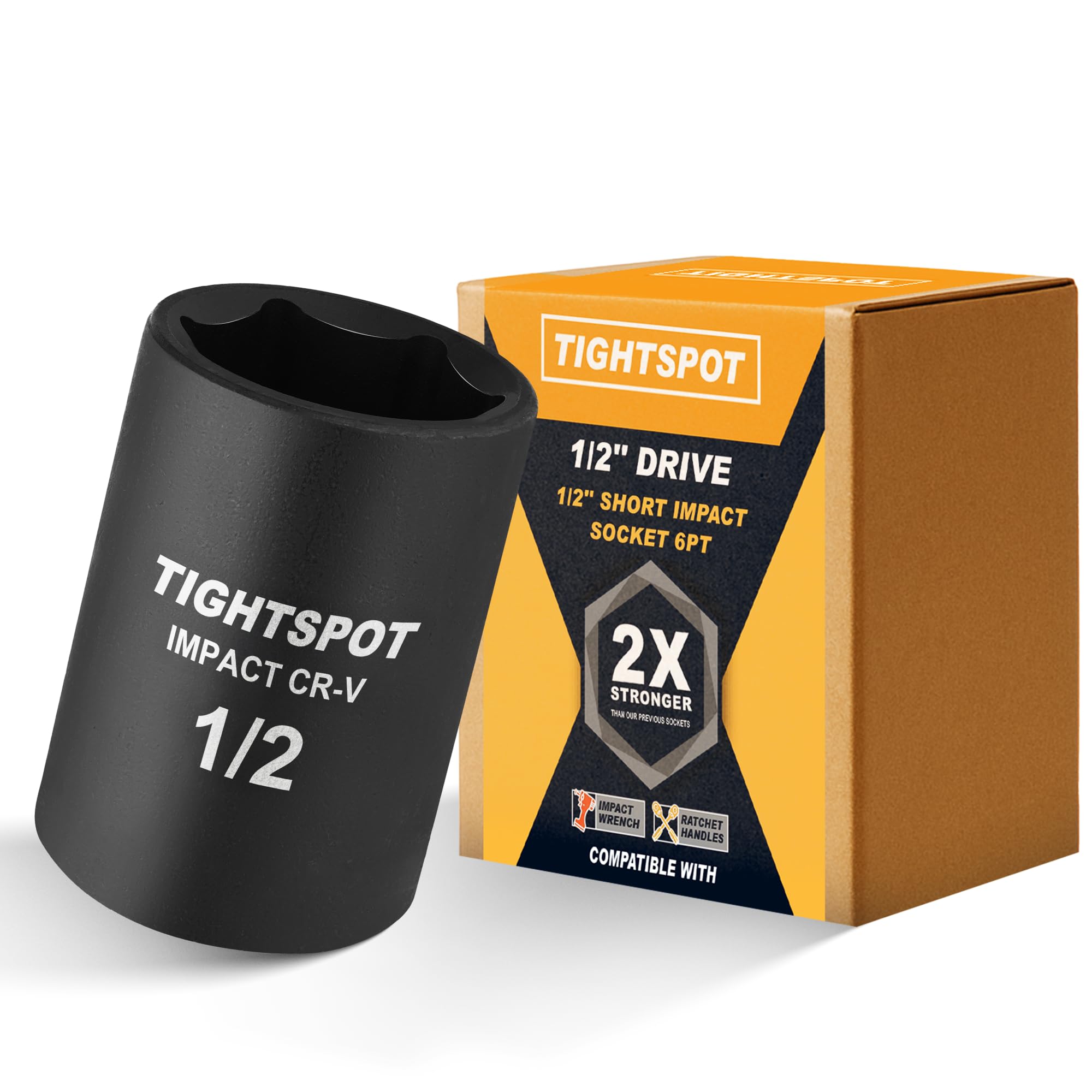 Photo 1 of TIGHTSPOT 1/2 Inch Drive 1/2 Inch Shallow Impact Socket with Anti-Rounding 6 Point Design, Heat-Treated CRV Steel